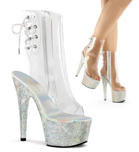 7" Heel Open Toe Ankle Rhinestone Boot (BEJEWELED-1018DM-7)