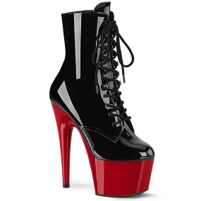 ADORE-1020 Pleaser Shoes Red Platform Black Upper Stripper Bootie