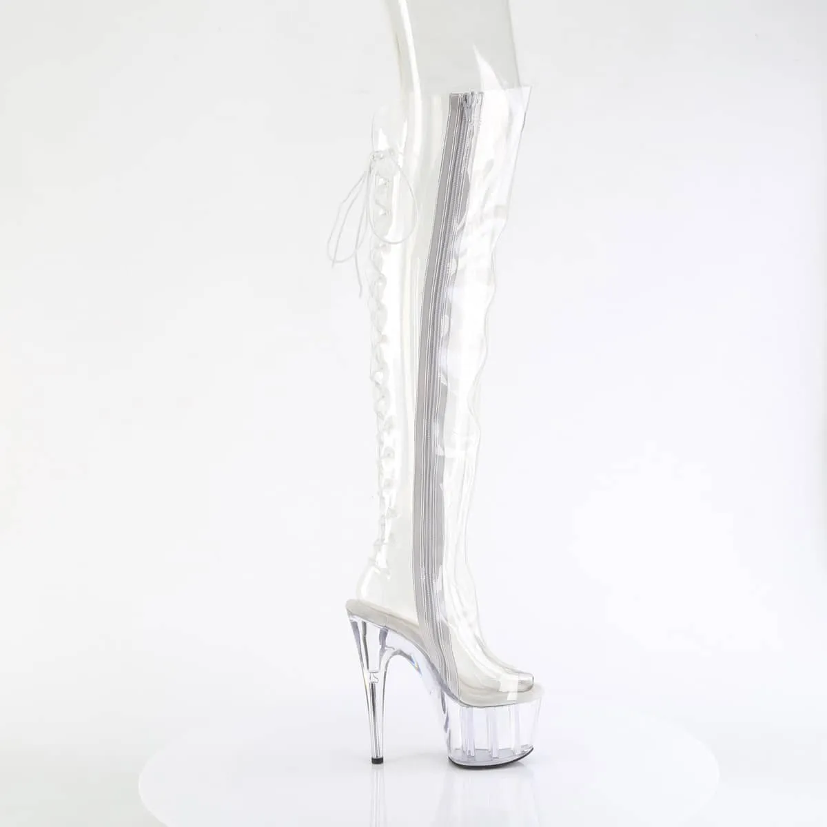 ADORE-3019C Clear Thigh High Peep Toe Boots