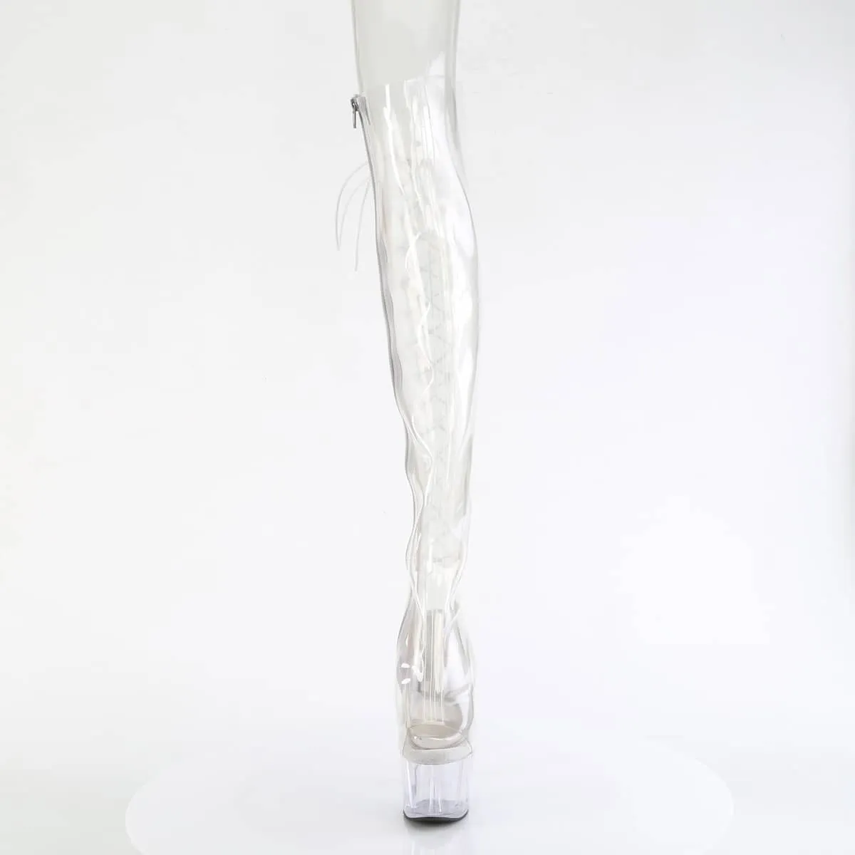 ADORE-3019C Clear Thigh High Peep Toe Boots