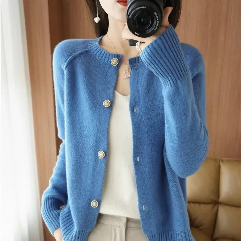 All-match Solid Color Button Sweater