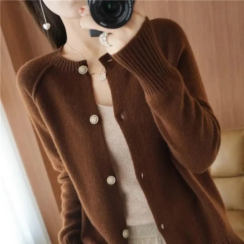 All-match Solid Color Button Sweater