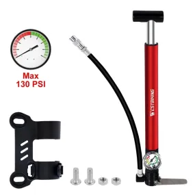 Alloy Bicycle Pump Hose Gauge Hand Foot Floor Bike Tire Pump 130PSI Cycling Air Inflator Presta Schrader Valve Pump