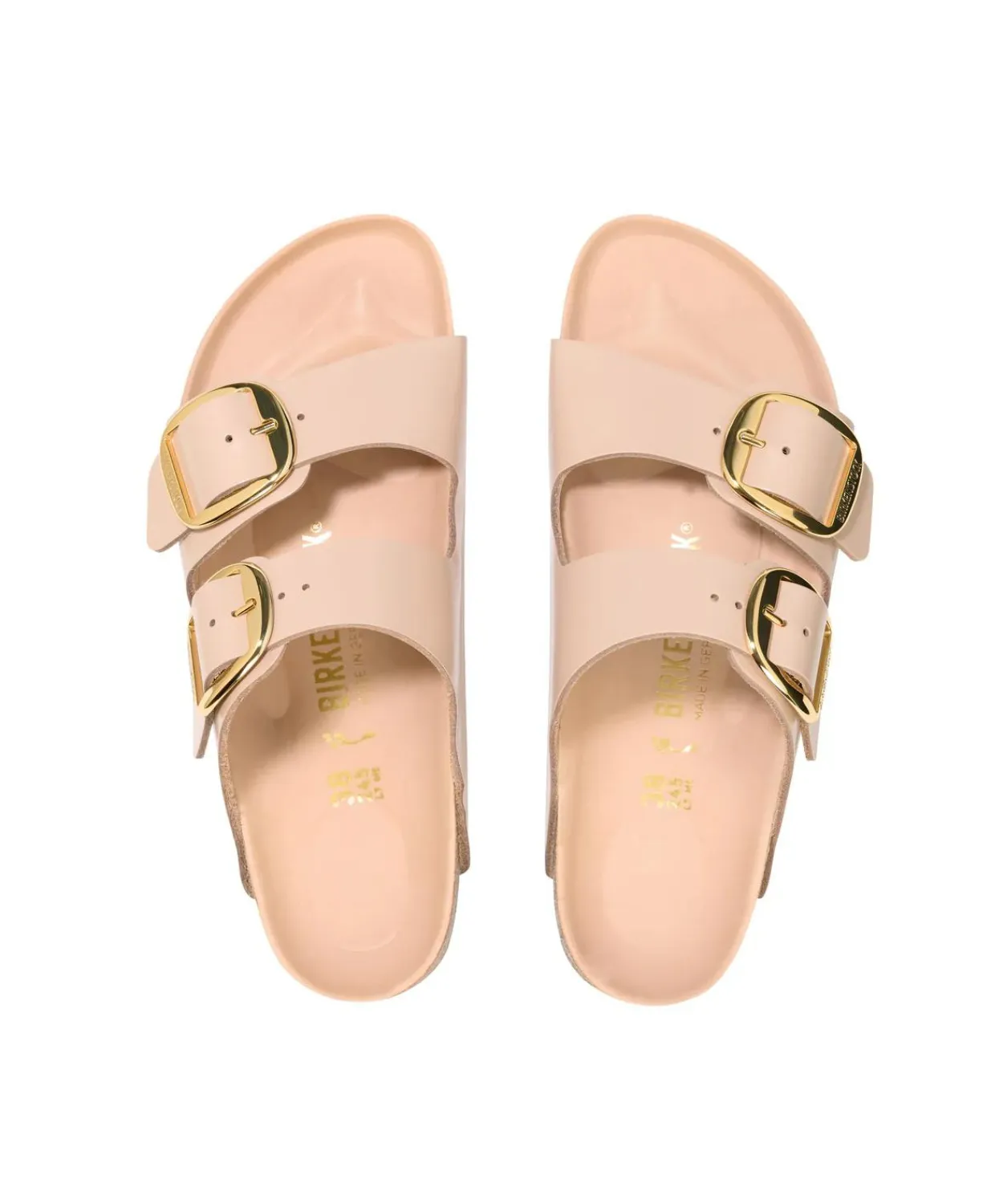 Birkenstock Arizona High Shine Big Buckle Natural/Patent Leather New Beige Sandals