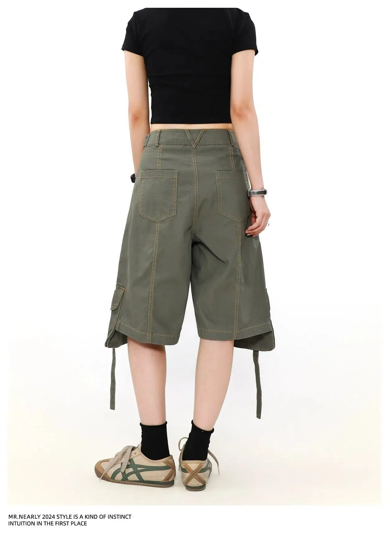 Buckled Strap Pocket Cargo Shorts