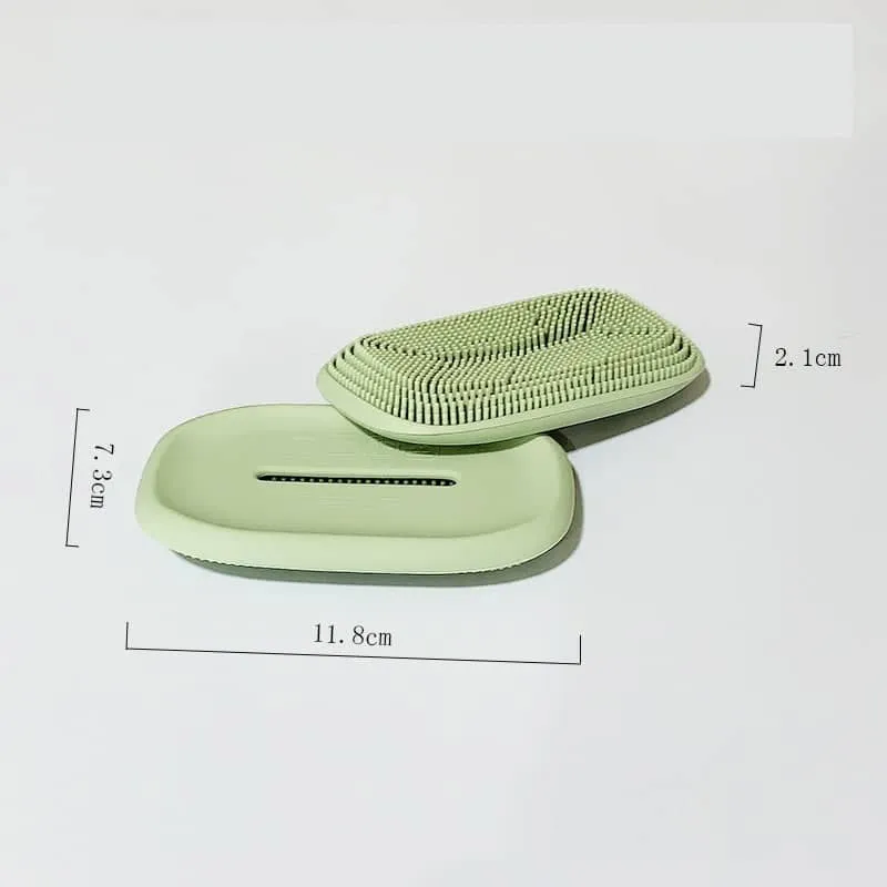 Creativity Double-Sided Silicone Soap Holder Box Flexible Multifunctional Bathroom Kitchen Dish Cleaning Brush Soap Storage Box