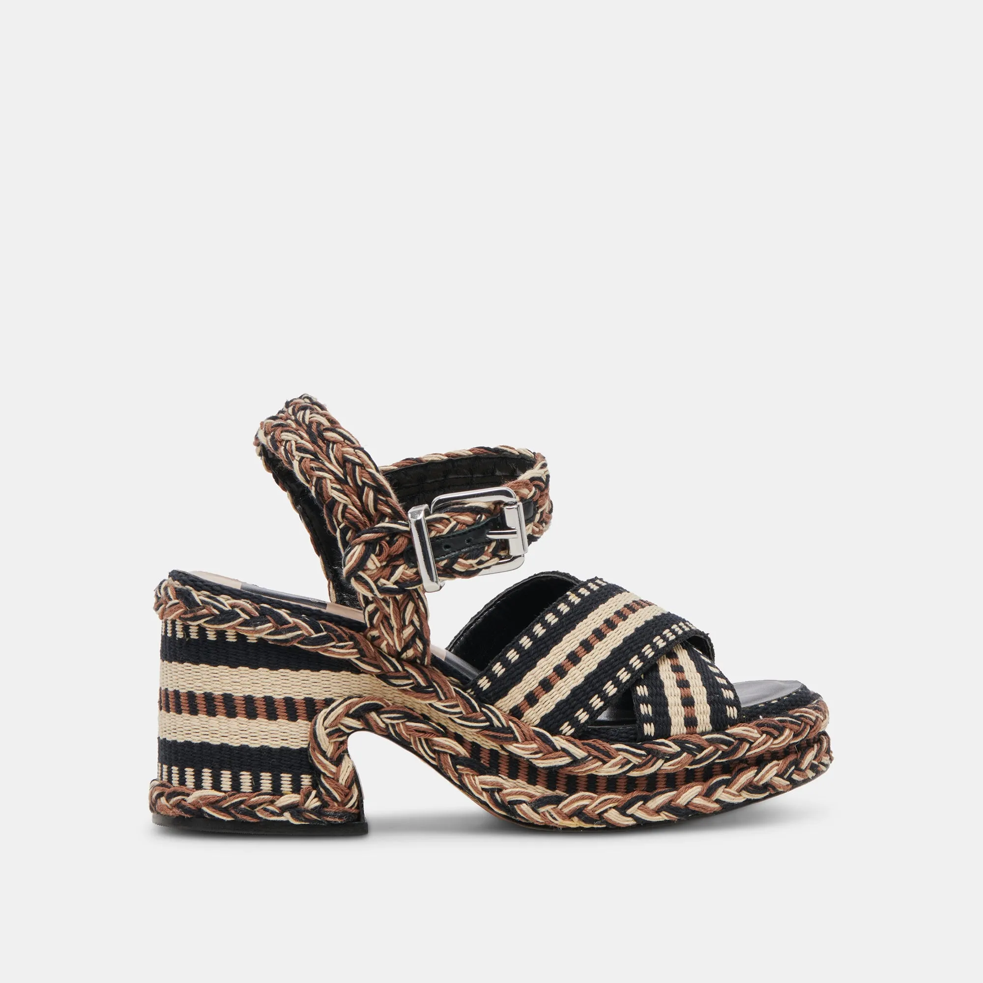 GRAYCE HEELS BLACK MULTI WOVEN