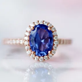 Iris Natural Tanzanite Engagement Ring- 14K Solid Rose Gold