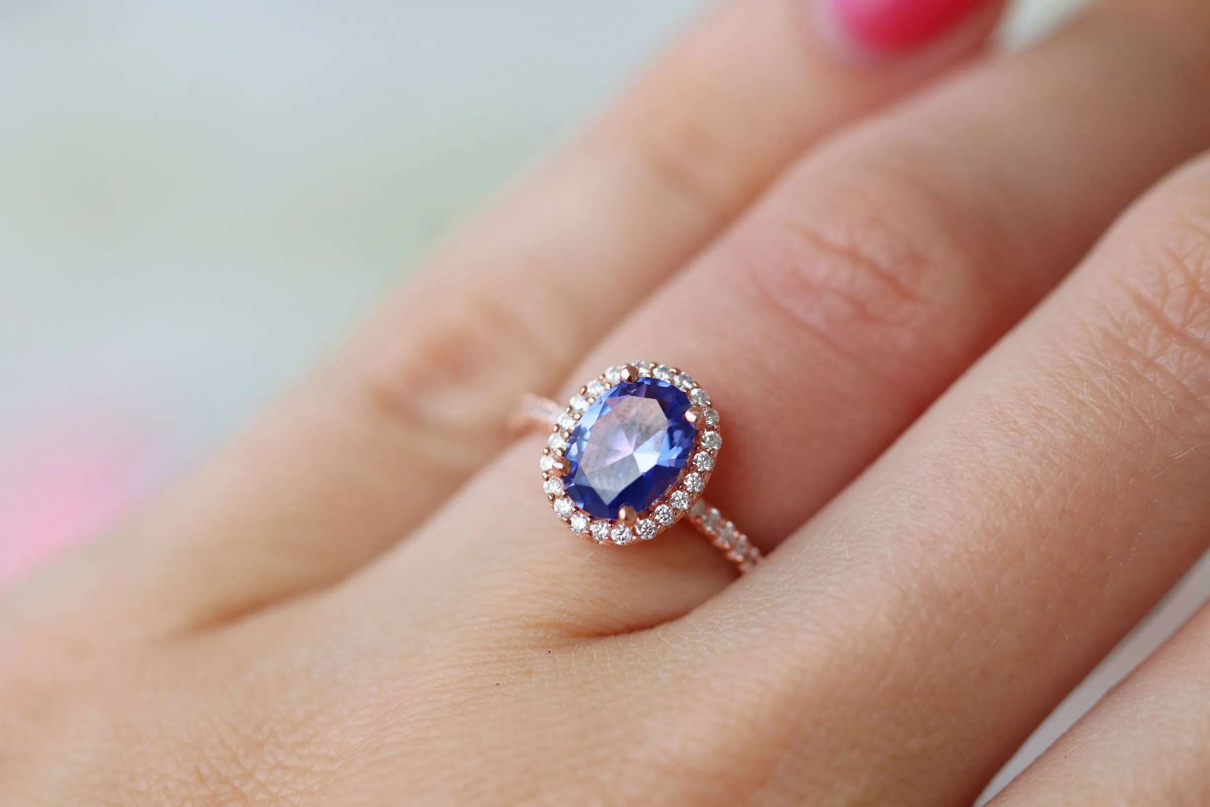 Iris Natural Tanzanite Engagement Ring- 14K Solid Rose Gold