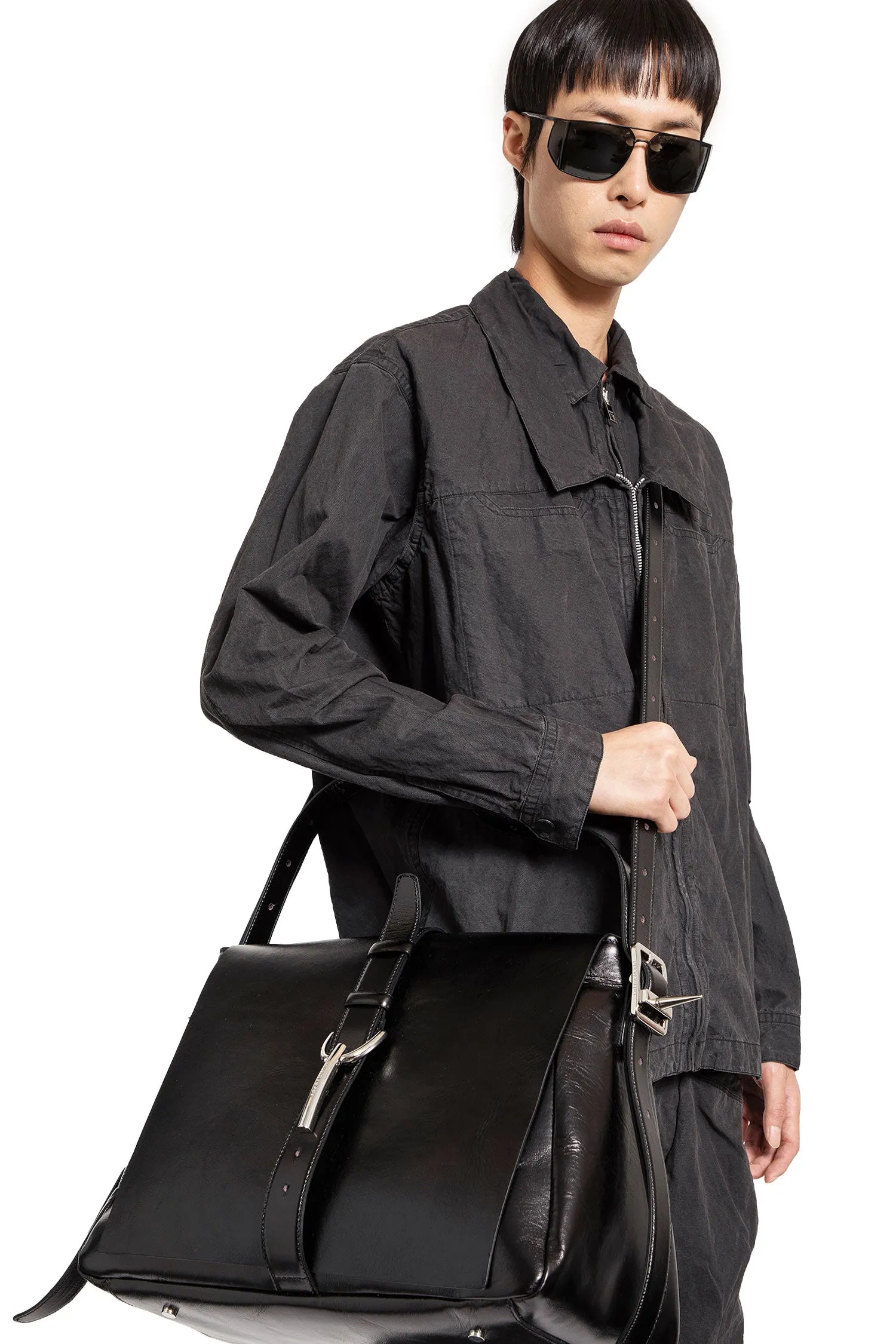 JORDANLUCA MAN BLACK SHOULDER BAGS