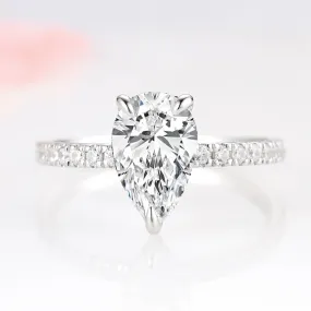 Lumiere Moissanite or Diamond Engagement Ring- 14K White Gold