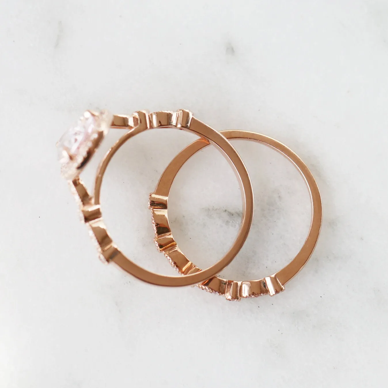 Luxe Teardrop Morganite Engagement Ring- 14K Solid Rose Gold