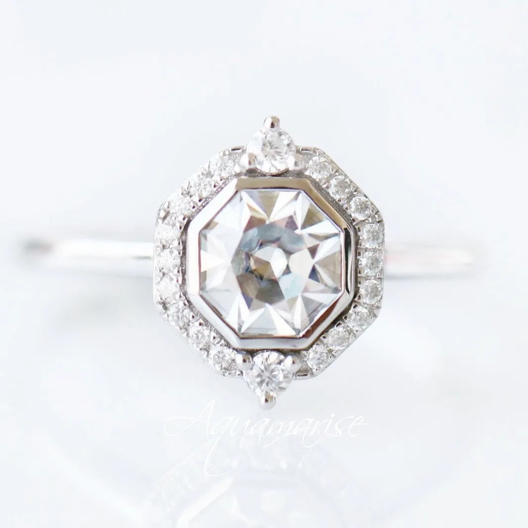 Octavia Engagement Ring- 14K White Gold