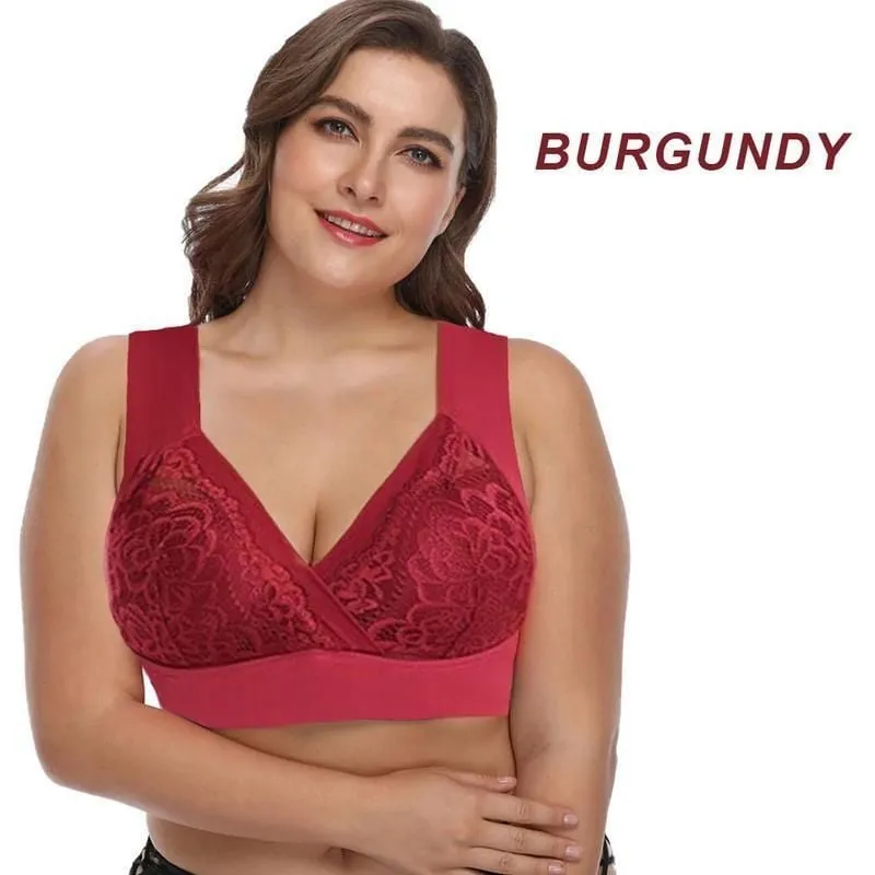 ROSY LIFT BRA - Plus Size Comfort Extra Elastic Wireless Support Lace Bra