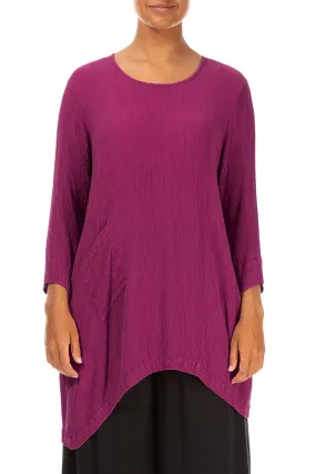 Side Pocket Crinkled Magenta Silk Viscose Tunic