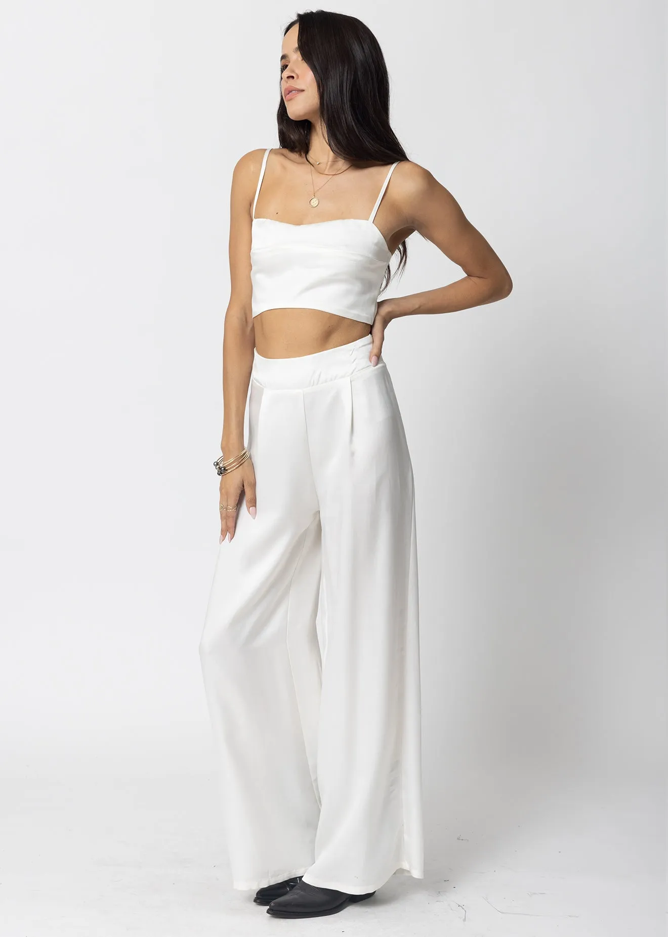 THE CUPRO SILKY SUNSET WIDE LEG PANT