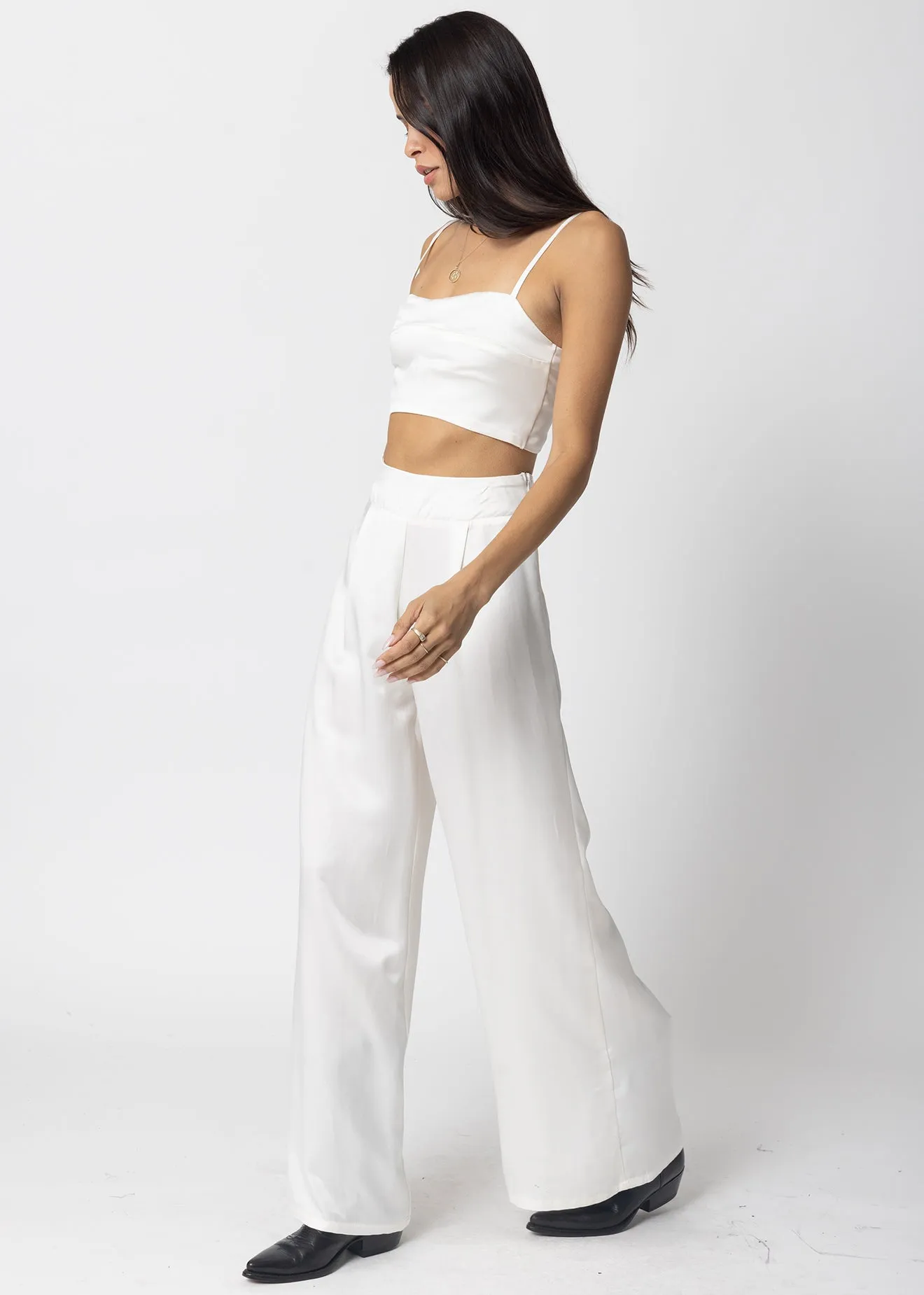 THE CUPRO SILKY SUNSET WIDE LEG PANT