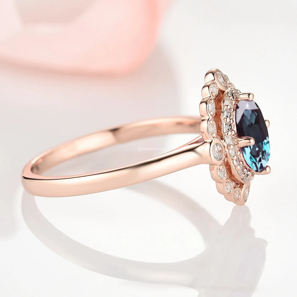 Valentina Alexandrite Ring- 14K Rose Gold Vermeil