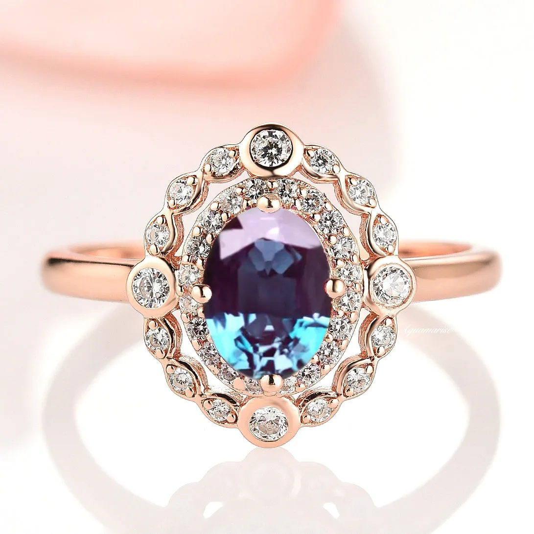 Valentina Alexandrite Ring- 14K Rose Gold Vermeil