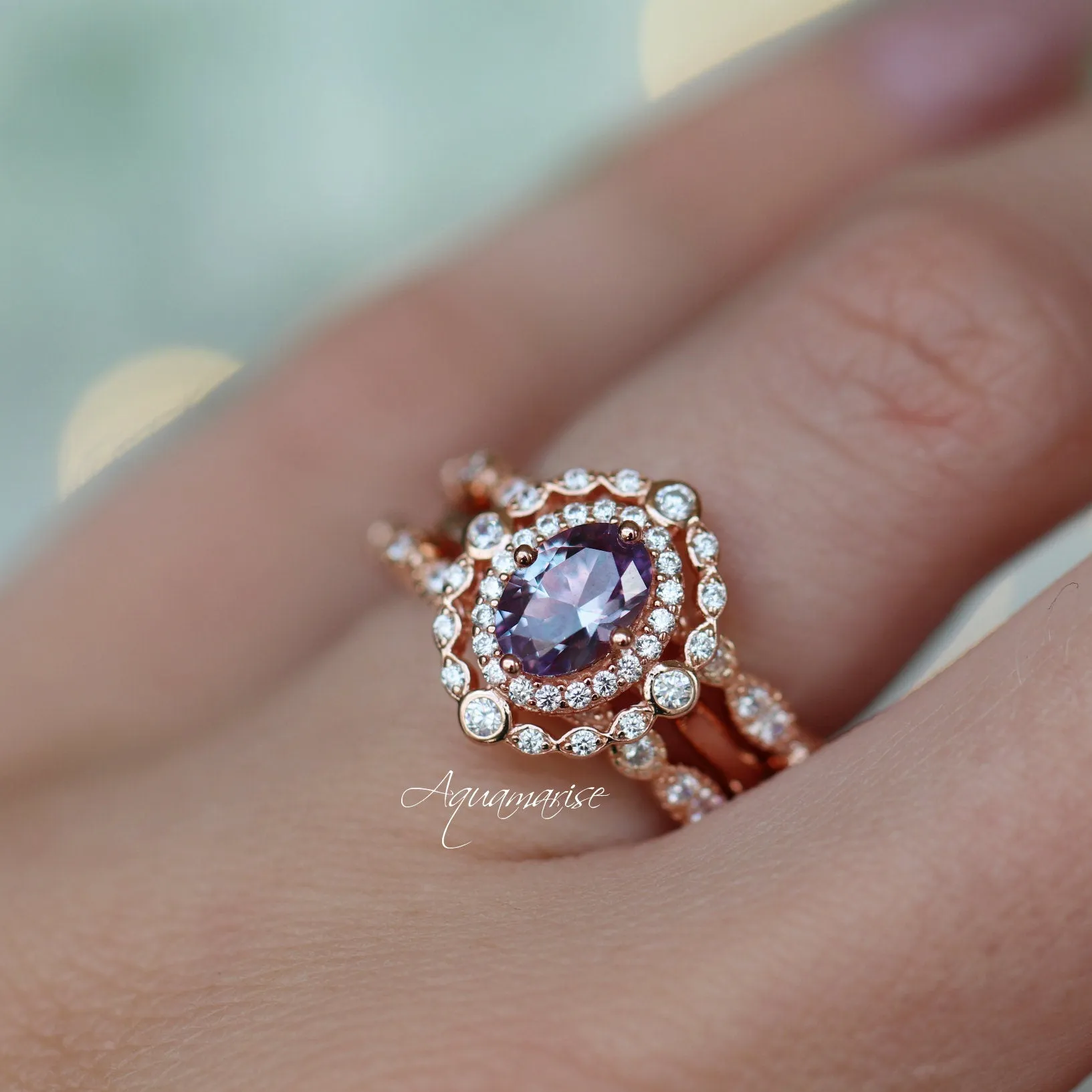 Valentina Alexandrite Ring- 14K Rose Gold Vermeil