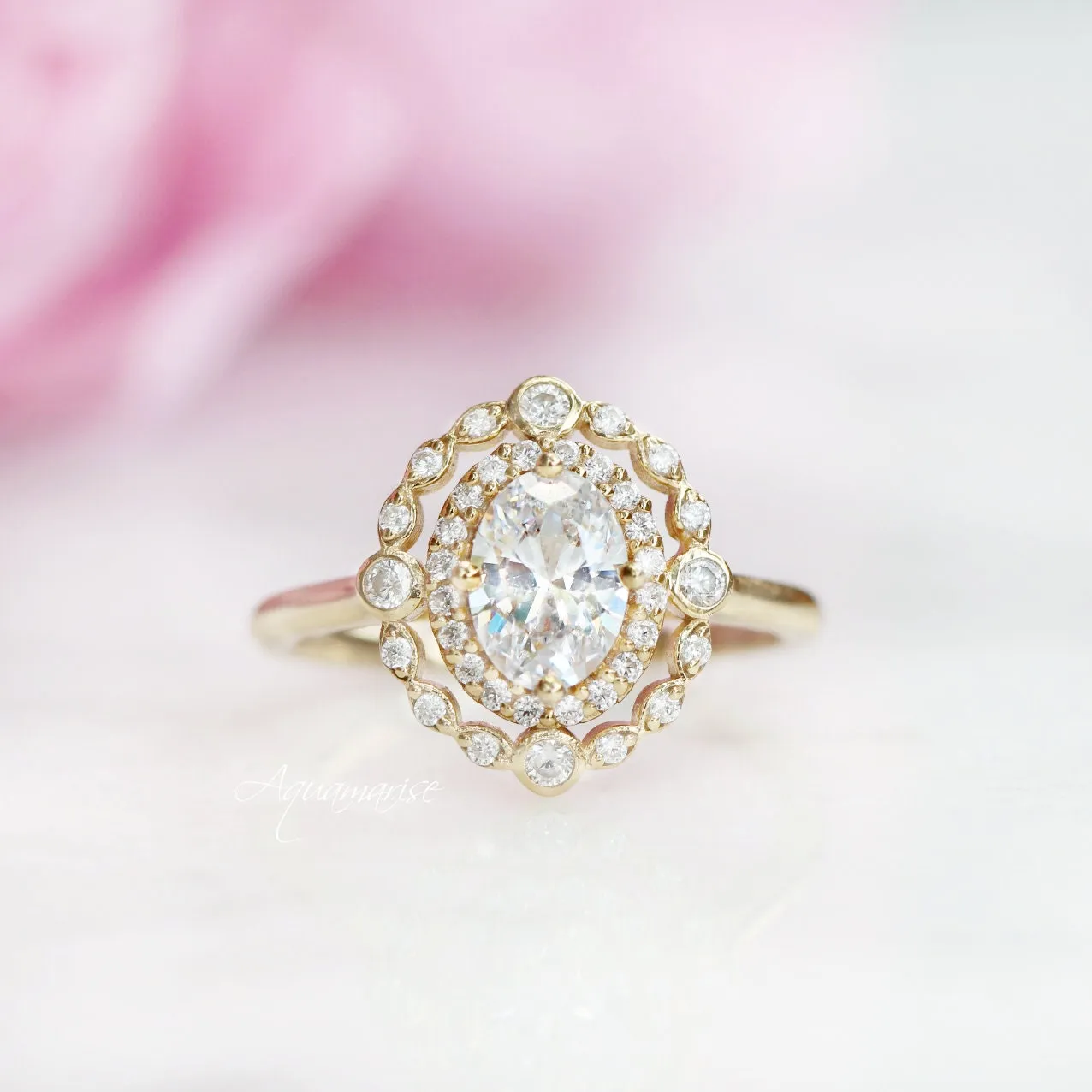 Valentina Engagement Ring- 10K/14K/18K Solid Yellow Gold